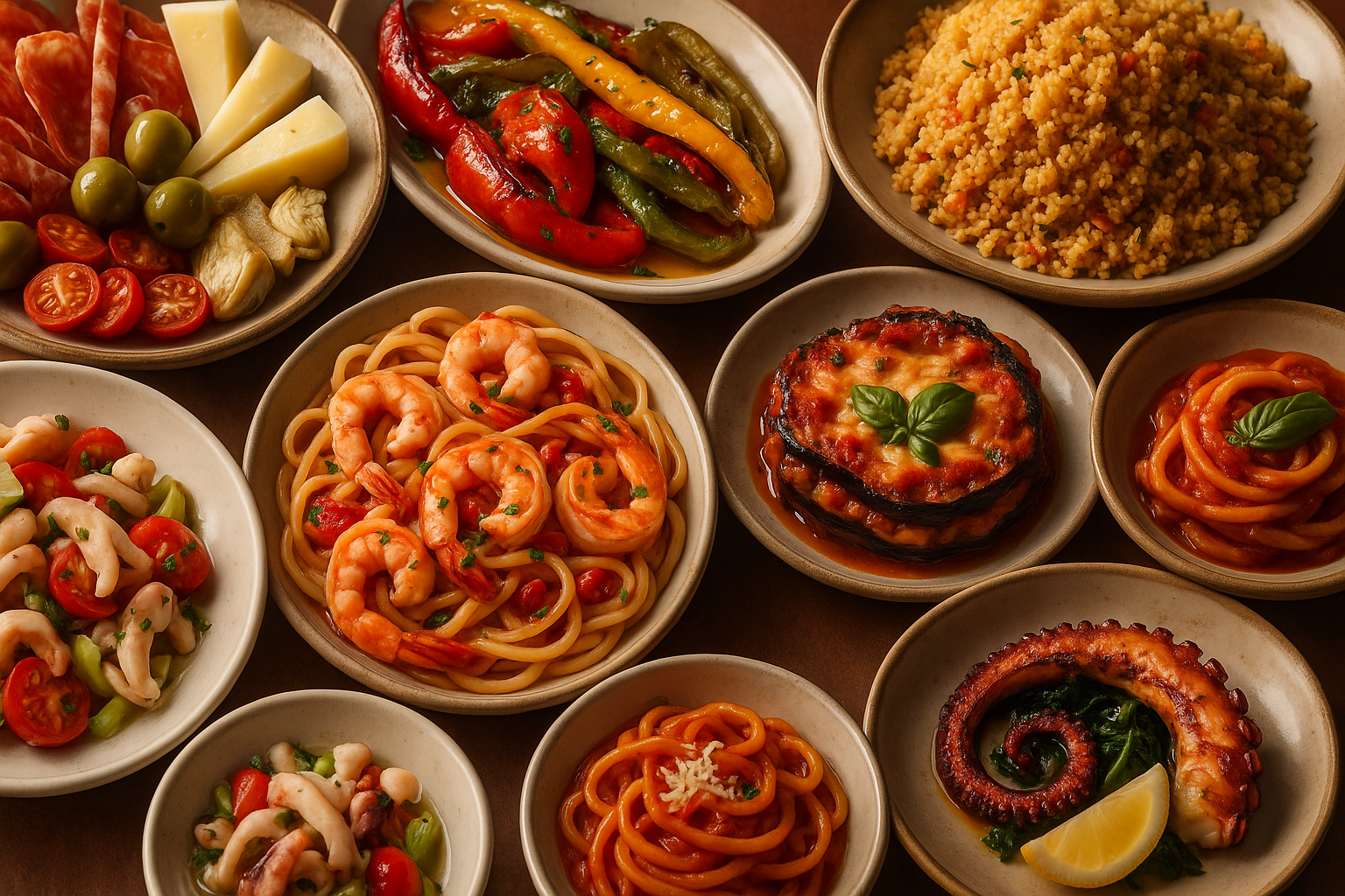 Specialità siciliane Come da Luca - Collage piatti del menu ristorante Gela